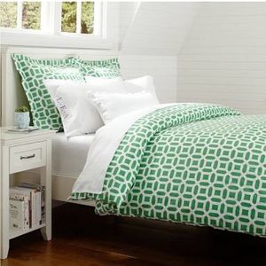 Pottery Barn Duvet Full Queen Teen Peyton Green White